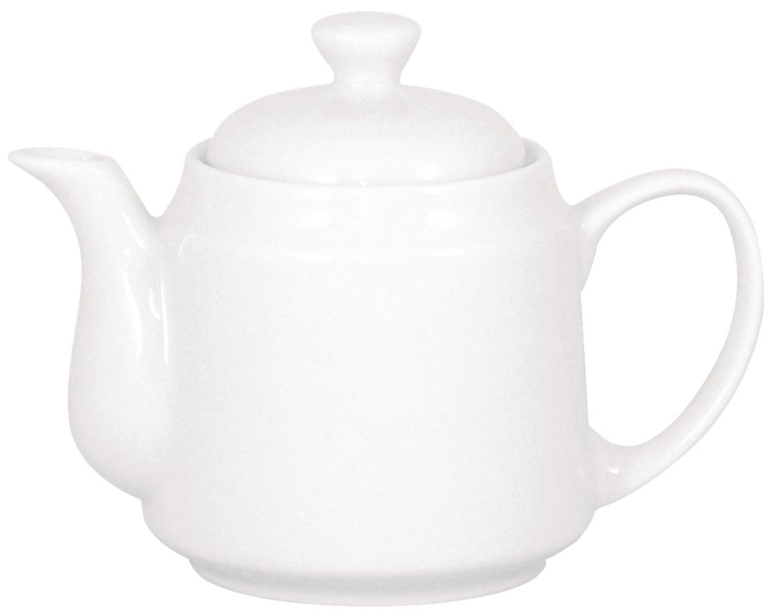 Olympia Athena Hotelware White Beverage Teapots Coffee Pots 430ml / 15 ounce, Pack of 4, Size: 57(H) x 107(D)mm, Chip Resistant Percelain, Catering and Restaurant Grade | CC204