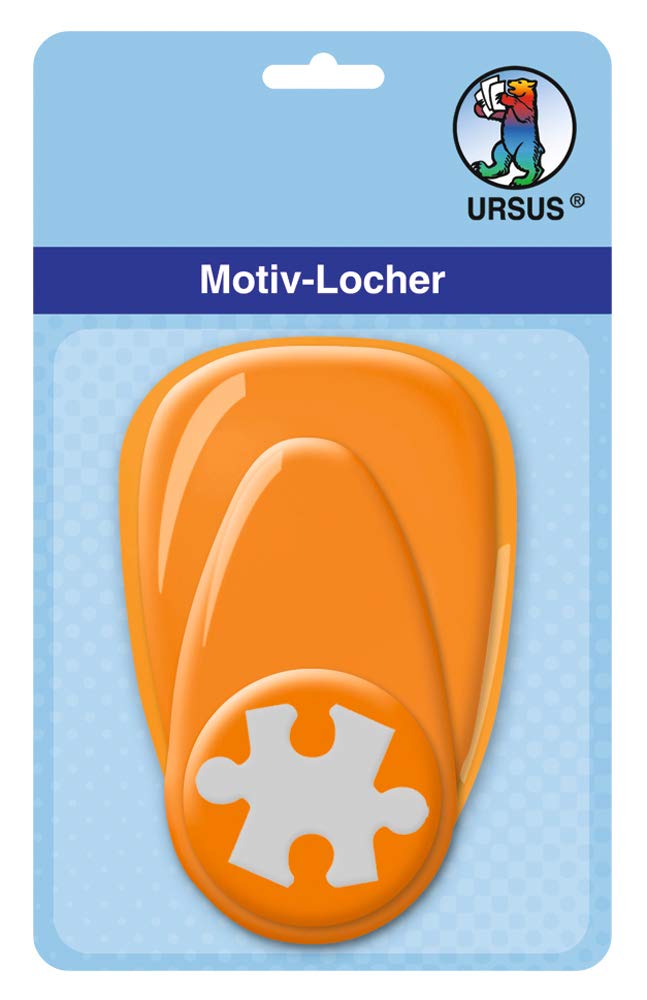 Ursus Hole punch with lever, medium, puzzle, approx. 25.4 mm Orange