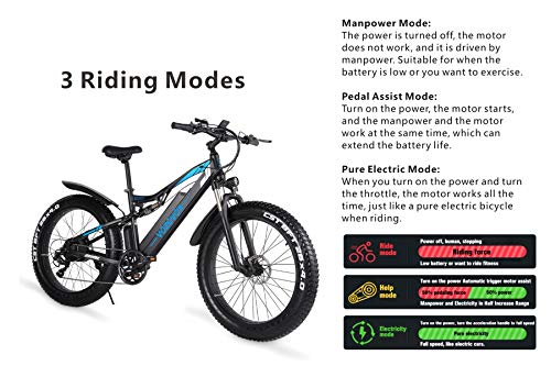 VOZCVOX Electric Bike,Electric Mountain Bike With 26" Fat Tire,Ebike with 48V 17AH Removable Lito-Battery,LCD Waterproof Display,Full Suspension,Shimano 7 Speed - Image 8