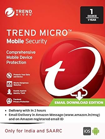 Trend Micro Mobile Security Latest Version 1 User 1 Year Email