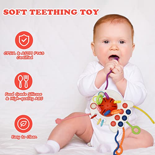 Phiyoda Baby Toys 6 to 12 Months, Soft Pull String Activity Sensory