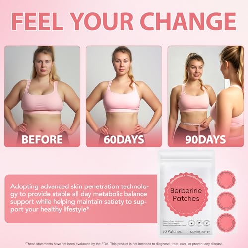 Berberine Patches 60 Count – Berberine & Cinnamon Extract Body Patches, Vegan & Cruelty Free, Supports Healthy Metabolism, Discreet Daily Wear & Travel Friendly