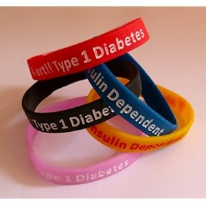 Type 1 Diabetes Small Child Size Silicone Wristband in Black