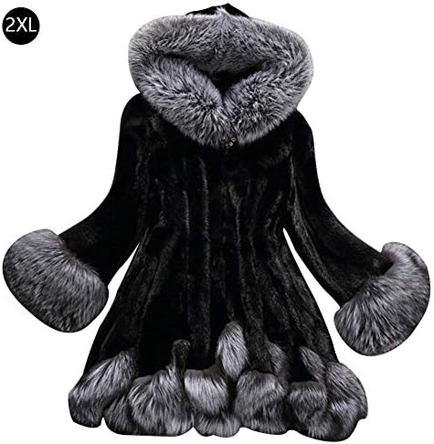 shengshiaus Mink Coat Long Hooded Slim-Fit Marten Coat Fur Coat for Women Fur