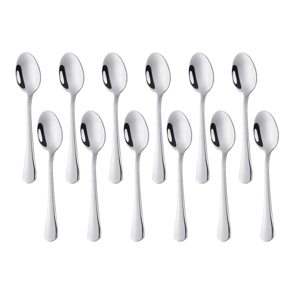 Meisha 12-Piece Coffee Spoons, 4.4-Inch Stainless Steel Mini Demitasse Espresso Spoons for Dessert - Silver