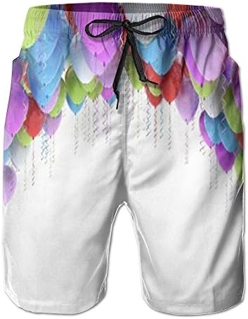 OWEDR Men Quick Dry Fantasy Balloon Swim Trunks Summer Exercise Casual Shorts with Pockets