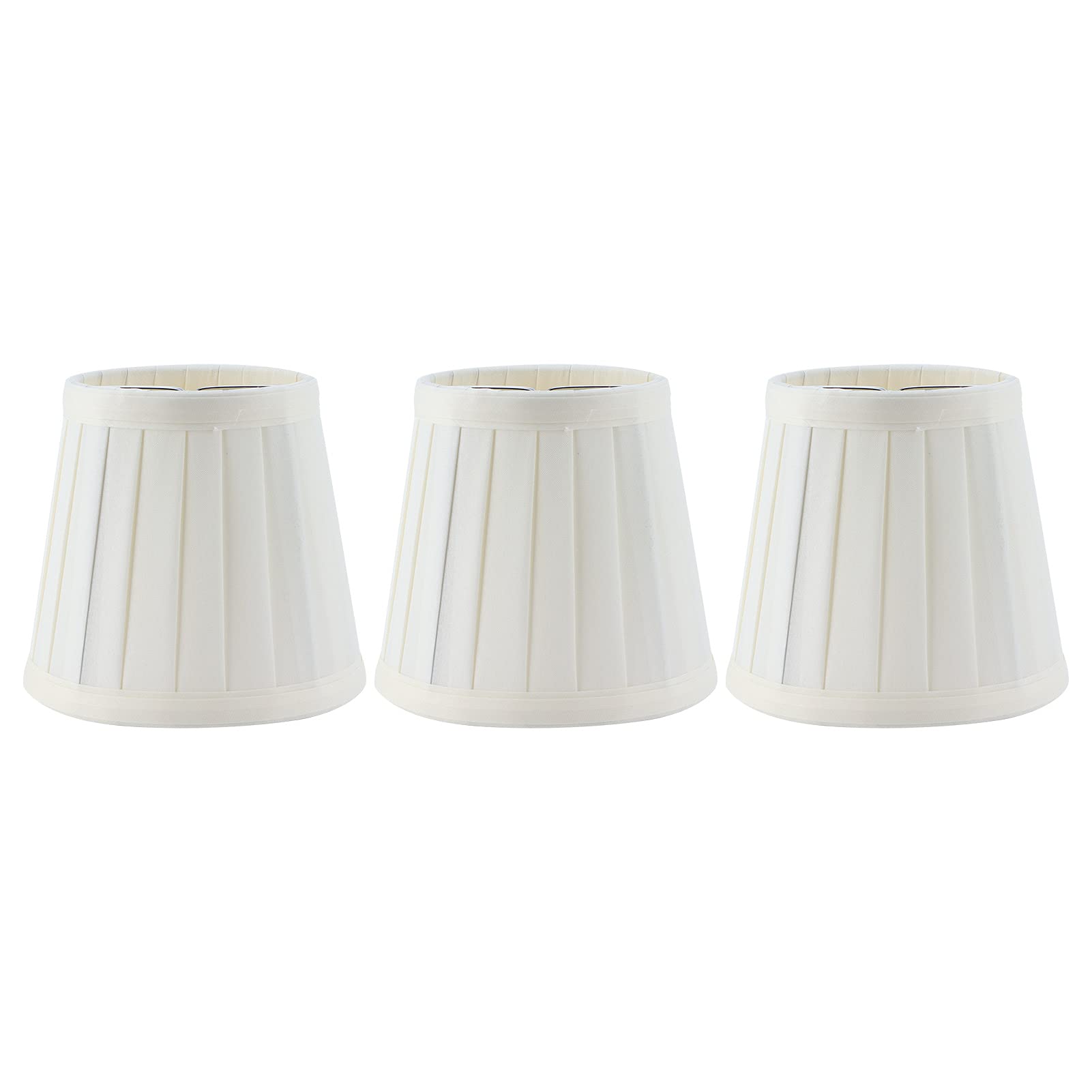 Set of 3 White Fabric Lampshades Clip-On for Table Lamp & Floor Light, E14 Candle Chandelier Cover, 4.7x4.3x3.1 Inch, Double Mesh Design, Home & Hotel Decor, Heat Dissipation, Eye Protection