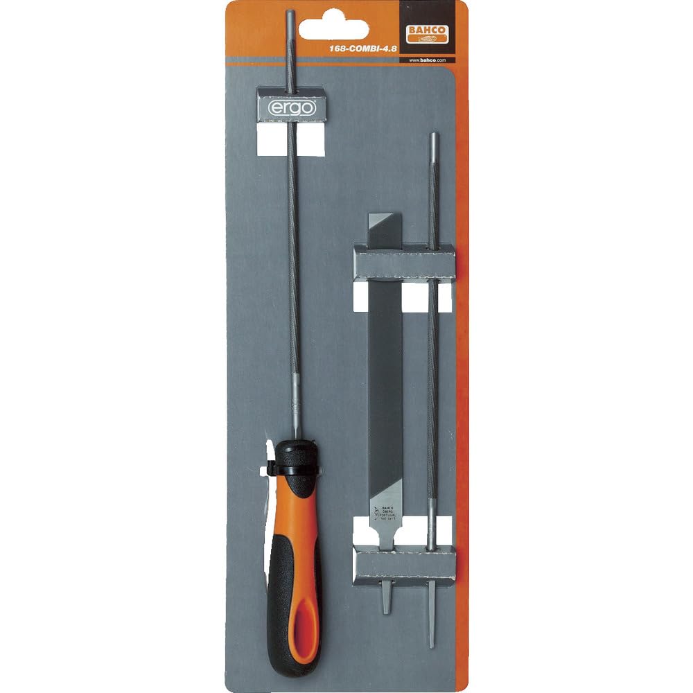 Bahco 168-COMBI-5.5 "Ergo" Chain Saw Files Set, Multi-Colour, 200/5.5 mm, Set of 3 Piece — image 1
