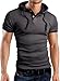 Grin&Bear Men's Hooded Poloshirt, charcoal-black, XL, GB105