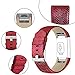 Vancle Fitbit Charge 2 Band,Luxury Genuine Leather Replacement Strap for Fit bit Charge 2(No Tracker) (grid red)