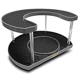 Stow-n-Spin 2 Tier Lazy Susan Turntable Spice Rack Organizer Rotating Spice Holder Shelf w/Double Spinner Seasoning Organizer Racks for Spices Deluxe Spice Racks for Cabinets w/ 11" Deep Shelves