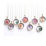 Lazoda Jewelry Pretty Dry Flower Transparent Glass Pendant Dangle Chain Statement Necklace for Women Thanksgiving Day Jewelry