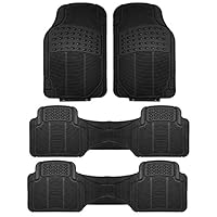 FH Group F11306BLACK-3ROW Floor Mat (Trimmable Heavy Duty 3 Row SUV All Weather 4pc Full Set - Black)