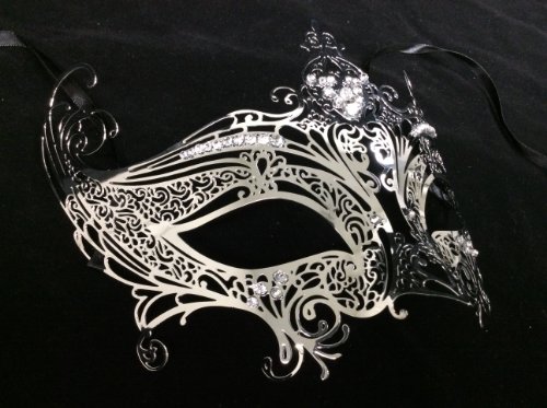 Luxury Silver Queen Masquerade Mask Venetian Design Masks Silver Colored Perfect for Mardi Gras Majestic Party Halloween Ball Prom by Unknown