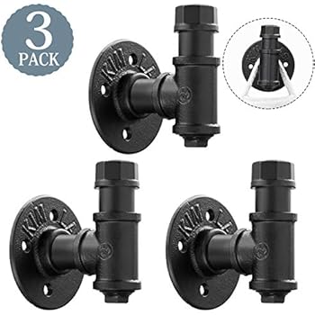 3 Pack Vintage Bathroom Robe and Towel Wall Hooks for Hanging, Elibbren Rustic Style Industrial Iron Pipe Coat Hook Wall Mounted Heavy Duty Farmhouse DIY, Mounting Hardware Included