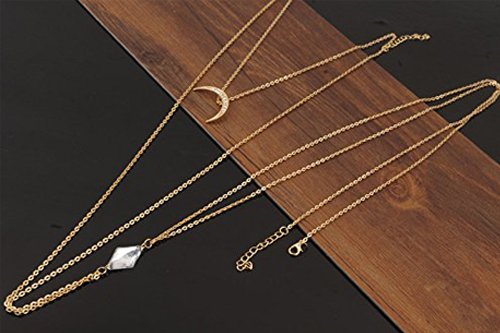 Sundear Layered Harness Crossover Body Chain Moon Crystal Belly Chain Bikini Beach Chain for Women