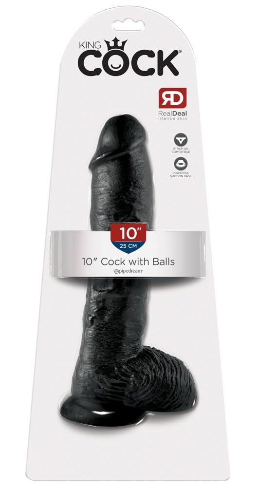 King Cock 25.4 cm Black Dildo with Balls