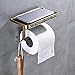 Rozin Antique Brass Art Carved Toilet Paper Holder with Shelf Holder Function