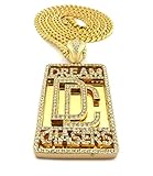 Shiny Jewelers USA Mens Dream Chaser ICED Out Hip HOP CZ Pendant Franco OR Cuban Chain Necklace Set