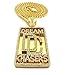 MENS DREAM CHASER ICED OUT HIP HOP CZ PENDANT FRANCO OR CUBAN CHAIN NECKLACE SET (Gold Cuban Chain Set)