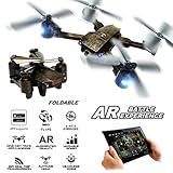 ATTOP XT-PACK 1 Drone with Wifi HD Camera FPV Live Video Cell Phone Control 4 Rotors Folding Quadcopter 2.4G 6 Axis Gyro Fold Remote Control Heli with One Key Take Off Altitude Hold (Bronze)