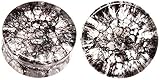 SoScene Smoked Shattered Quartz Stone Ear Plugs Gauges Sold in Pairs (8mm-0 gauge)