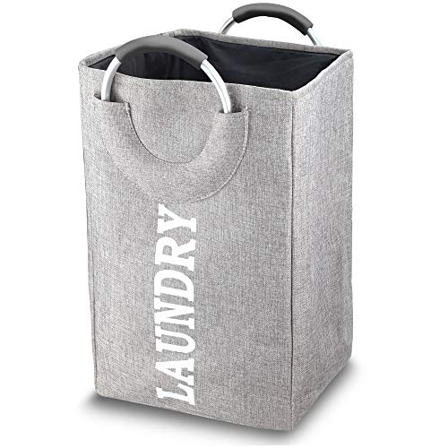 Laundry Basket, Laundry Hamper Bag with Handles, Collapsible Clothes Hamper Basket Foldable for Washing Large Storage, Space-Saving Soft Grip, Stand on own, Gray - Thumbnail 7