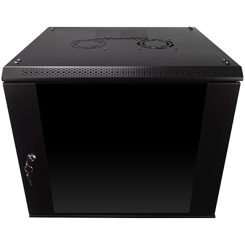 Server Rack Side Locks NavePoint 9U Server Rack Enclosure with Glass Door, Cooling Fan, Locks ...