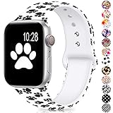 Humenn Compatible with Apple Watch Band 42mm 44mm,Soft Silicone Fadeless Pattern Printed Replacement Bands Compatible for iWatch Series 1,2,3,4 Paw M/L