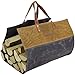 MYFIREPLACEDIRECT Firewood Carrier Waxed Canvas Log Wood Carrying Bag Durable Handles Firepalce Wood Bag Fireplace Stove Accessories Extra Large Firewood Holder