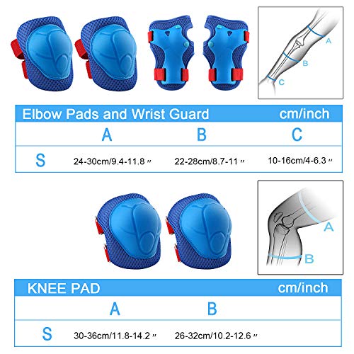 Kids/Youth Knee Pad Elbow Pads Guards Wrist Guards Protective Gear Set for Rollerblade Roller Skates Cycling BMX Bike Skateboard gs Scooter Riding Sports,Toddler for Multi-Sports(Age3-7) BlueRed
