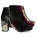 Velvet Oriental Floral Printed Block Heel Ankle Booties, Women's Shoe