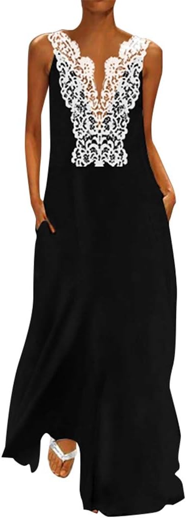 Women's Large Dress Retro Rockabilly Dress Sleeveless Loose Maxi Dresses Flowing Long Sleeve Casual Lightweight Sundress Casual Dress Evening Skirt Women's Dress Beach Swing Dress (S-5XL)
