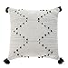 OJIA Farmhouse Black and Cream Lumbar Pillow Cover, 12 x 20 Decorative Throw Pillow Case Tribal Geometric Tufted Tassels Woven Cushion Cover Accent Neutral Collection for Sofa Couch Living Room