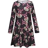iPretty Mother and Daughter Christmas Xmas Gifts Print Flared Swing Dress Long Sleeve Plus Size Top