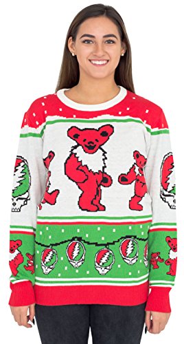 Ripple Junction Grateful Dead Bears with Steal your Face Ornaments Christmas Sweater (Adult Medium)