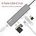 Lenovo USB C Hub, Ultra Slim Aluminum USB C Adapter With 3 USB 3.0 Ports, 4K HDMI, SD/TF Card Reader, Compatible For USB Type C Devices