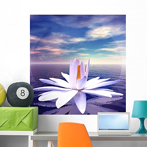 White Lotus Flower Reflected Wall Mural by Wallmonkeys