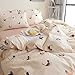 BuLuTu Bird Twin Duvet Cover Girls Cotton Beige with Zipper Closure,3 Pieces Lightweight Love Bird Print Bedding Sets Twin for Kids Teen Women,Soft,Reversible,Modern,No Comforter