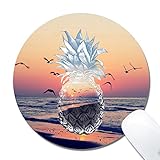 Beach And Pineapple Mouse Pad Round Mousepad Mouse Mat For Game Gaming And Office