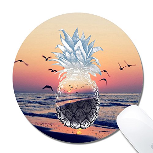 Beach And Pineapple Mouse Pad Round Mousepad Mouse Mat For Game Gaming And Office