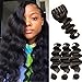 Beauty Forever Hair Brazilian Weave Virgin Hair Body Wave 3 Bundles with 1 Piece 4 * 4 3part Lace Closure 100% Unprocessed Human Hair Extensions Natural Color (16 18 20+14closure)