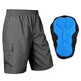 Baleaf Men's 3D Padded Mountain Bike Baggy Cargo Shorts Zipper Pockets