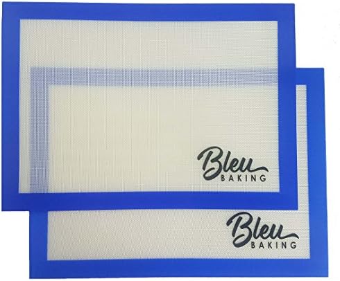 Bleu Baking Silicone Mat (2 Pack) – Non-Stick Silicone Mat For Rolling Dough, Baking Cookies, Pastries &amp; Artisanal Confections – Food-Grade, Heat-Resistant Silicone – Microwave, Oven &amp; Dishwasher Safe