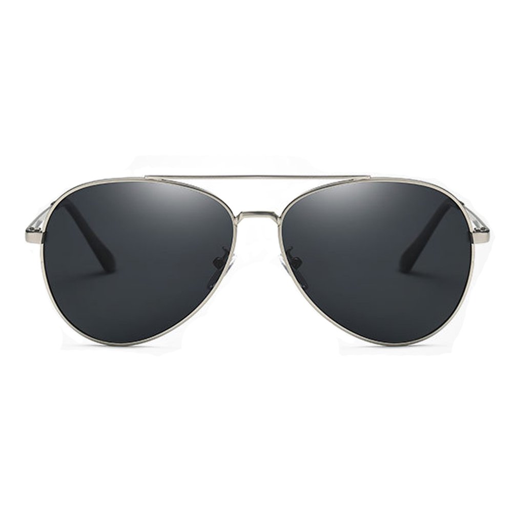 S5V7N Classic Aviator Metal Frame Women Sunglasses (Silver, Black)