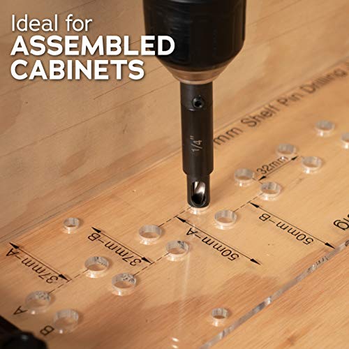 EZ Align Premium Shelf Pin Drilling Jig With 1/4" And 5mm Self