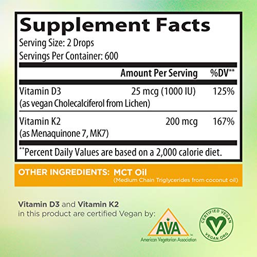 Zoomavit Vegan Liquid Drops Vitamin D3 K2 (MK7) 100 Plant Based