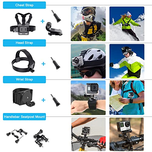 Artman Upgraded Action Camera Accessories Kit Compatible with GoPro Hero 11 10 9 8 7 6 5 Black