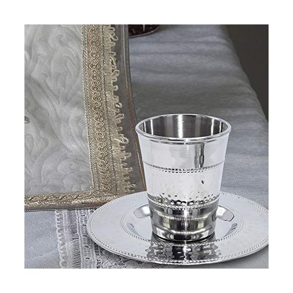 Ner Mitzvah Kiddush Cup and Tray Premium Quality Stainless Steel Wine