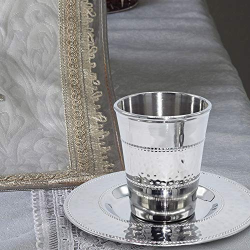 Ner Mitzvah Kiddush Cup and Tray Premium Quality Stainless Steel Wine